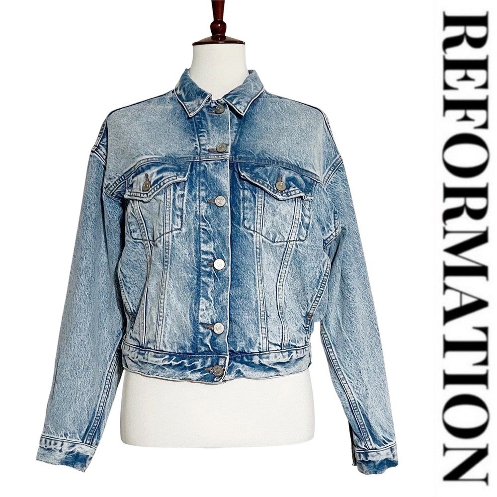 Reformation Jeans Madison‎ Relaxed Jean Jacket Tangier Light Wash Blue XS